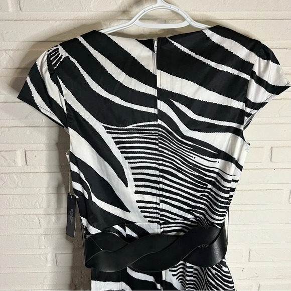 Bisou Bisou Zebra Animal Print Cap Sleeve Belted Dress, Women’s Size 4 - Picture 5 of 8